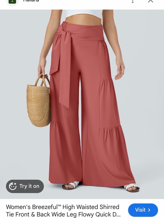 HALARA Pants - Halara High-Waist Tie-Front Wide Leg Pallazo Pants - Dusty Rose
